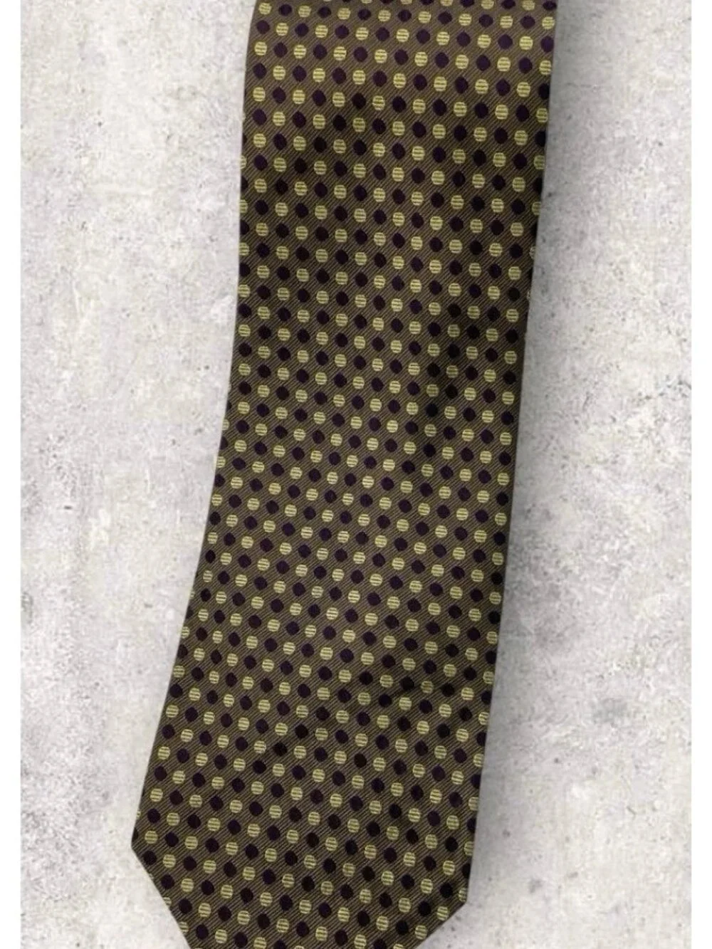 PAUL STUART Silk Tie CANADA Brown Beige Purple Geometric Polka Dot W:3.8